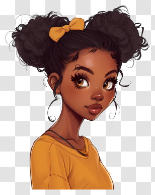 Black History Month - Creative Animated Girl Portrait Illustration Transparent PNG