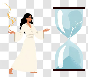 Woman Breaking An Hourglass - Woman In White With Hourglass Transparent PNG