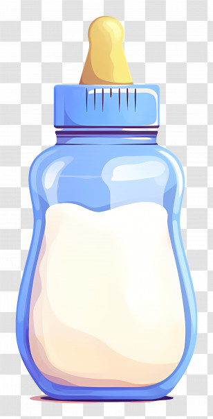 Plastic Baby Bottle - Blue Baby Bottle With Milk Transparent PNG