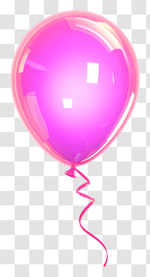 Balloon - Pink Party Balloon With Ribbon Transparent PNG