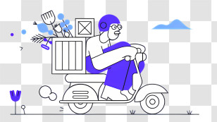 Motorcycle Rider - Delivery Scooter With Rider And Packages Transparent PNG