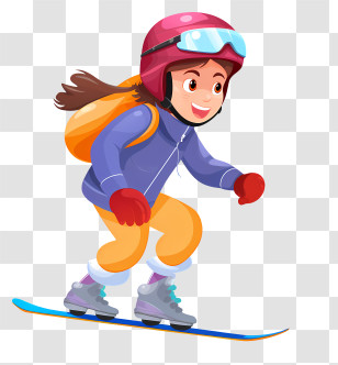 Ski Gear - Girl Snowboarding In Winter Cartoon Transparent PNG