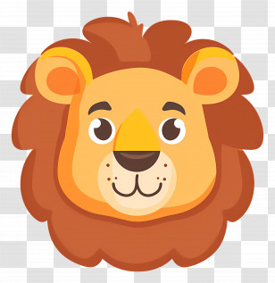 Lion Face - Cute Cartoon Lion Illustration Transparent PNG