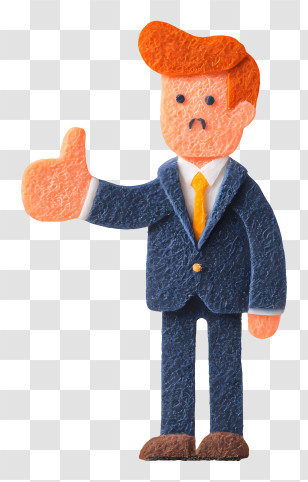 Businessman Pressing Like Button - Businessman With Thumbs Up In Blue Suit Transparent PNG