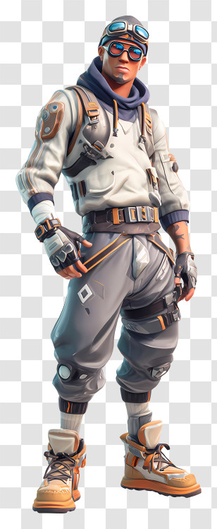 Fortnite Skin - Stylish Character In White And Grey Transparent PNG