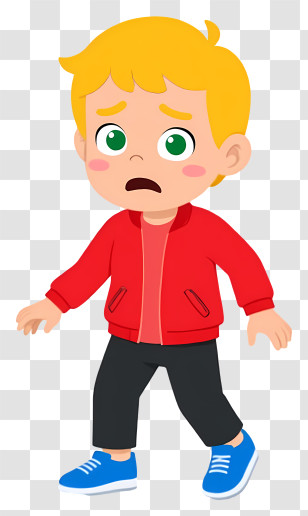 Nervous Boy - Child In Red Jacket With Surprised Expression Transparent PNG