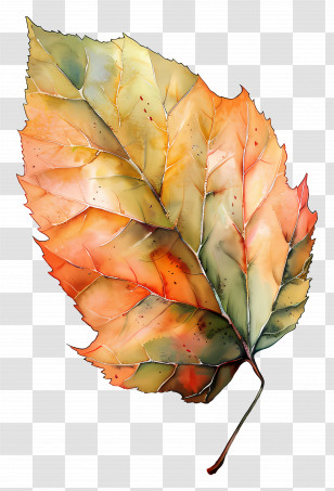 Watercolour Leaf - Detailed Autumn Leaf Illustration Transparent PNG