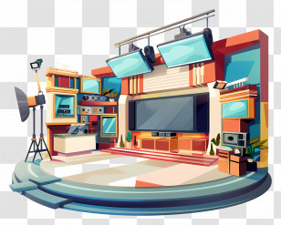 News Studio - Modern TV Studio Setup Transparent PNG