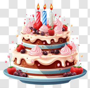 Birthday Cake - Decorative Birthday Cake With Candles Transparent PNG