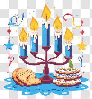 Hanukkah - Candles And Festive Cookies Transparent PNG