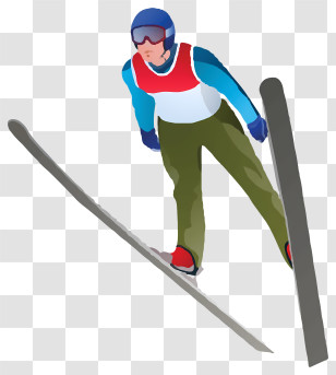 Skiing - Ski Jumper In Action Mid-Jump Transparent PNG