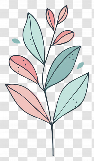Colorful Leaves - Colorful Leaves On A Branch Transparent PNG