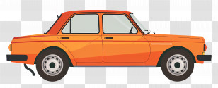 Car - Vintage Orange Car Illustration Transparent PNG