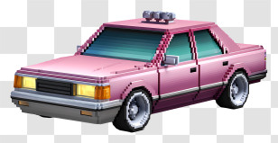 Pixel Car - Retro Pixel Art Pink Car Transparent PNG