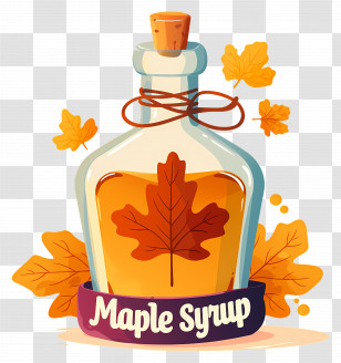National Maple Syrup Day - Autumn Maple Syrup Bottle With Leaves Transparent PNG