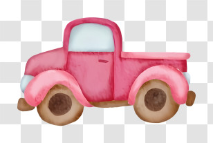 Pink Truck - Cute Red Cartoon Truck Transparent PNG