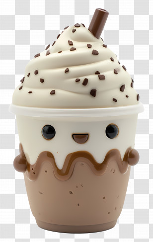 Frappe - Cute Ice Cream Cup With Chocolate Chips Transparent PNG
