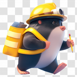 Cute Cartoon Moles - Mole Worker With Helmet Transparent PNG