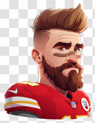 Travis Kelce - Cartoon Football Player In Red Jersey Transparent PNG