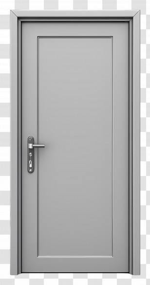 Metal Door Frame - Gray Closed Door With Handle Transparent PNG