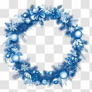 Christmas Frame Blue - Blue Christmas Wreath With Ornaments Transparent PNG