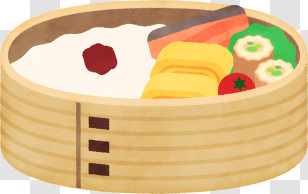 Food Elements - Steamed Food In Traditional Wooden Basket Illustration Transparent PNG