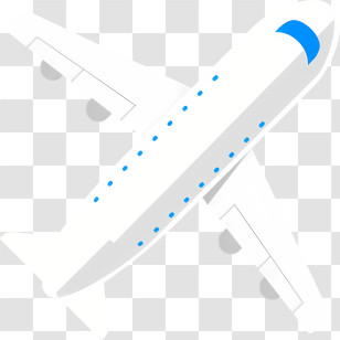Airplane - White Airplane With Blue Accents Transparent PNG