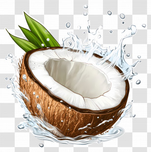 Coconut Water - Coconut With Splashing Water Transparent PNG