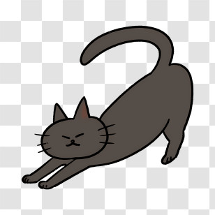Cartoon - Stretching Black Cat Cartoon Illustration Transparent PNG