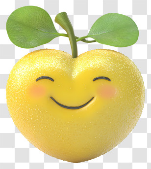 3d Cartoon Fruit - Smiling Yellow Heart Fruit Transparent PNG