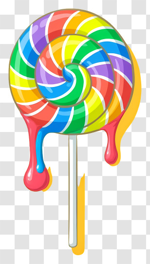 Colorful Lollipop - Dripping Rainbow Spiral Lollipop Transparent PNG