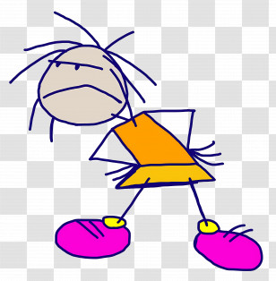 Cartoon Character - Stick Figure With Orange Dress And Pink Shoes Transparent PNG