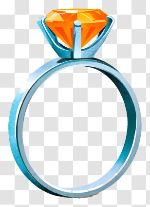 Proposal Ring - Shiny Diamond Ring With Orange Gem Transparent PNG