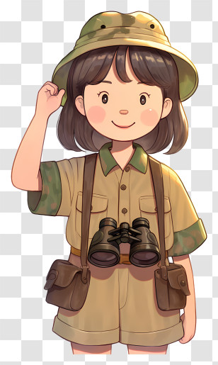 Girl Explorer - Explorer Girl With Binoculars Transparent PNG