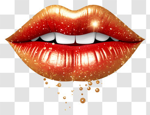 Cartoon Christmas Glitter Lip - Glittering Red Lips With Sparkles Transparent PNG