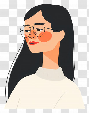 Cartoon Woman - Woman Cartoon Illustration With Glasses And Freckles Transparent PNG
