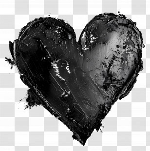 Black Heart - Abstract Black Heart Texture Painting Transparent PNG