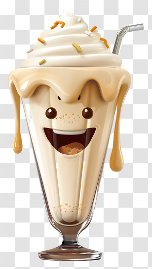 Milkshake - Happy Milkshake With Whipped Cream Transparent PNG