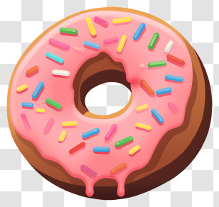 Pink Donut - Pink Glazed Donut With Colorful Sprinkles Transparent PNG