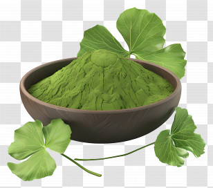 Gotu Kola Powder - Green Herbal Powder With Leaves In Bowl Transparent PNG