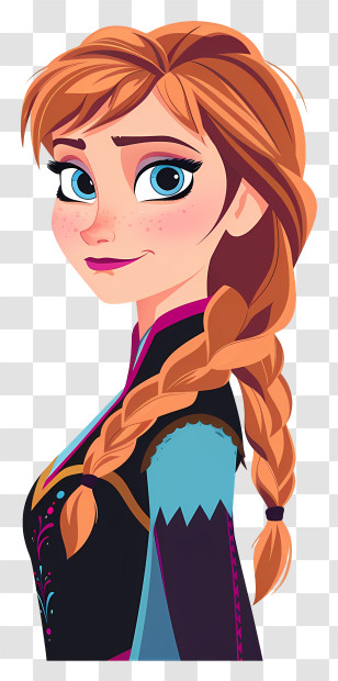 Frozen Anna Princess - Profile View Of A Braided Cartoon Character Transparent PNG
