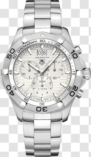 Tag Heuer - Luxury Silver Chronograph Watch Transparent PNG