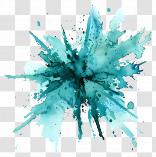 Teal Watercolor Splash - Blue Watercolor Explosion Abstract Art Transparent PNG