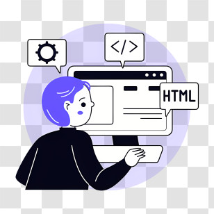 Developer Icon - Programmer Working On HTML Code Transparent PNG