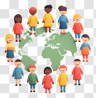 Global Population Awareness - Diverse People Around Globe Illustration Transparent PNG