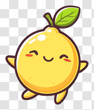 Lemon Kawaii - Happy Lemon Cartoon Character Transparent PNG