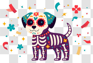 Day Of The Dead Dog - Cute Sugar-skull Dog Transparent PNG