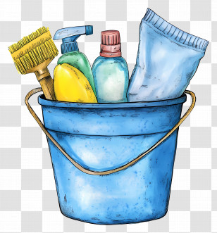 Cleaning Supplies - Bucket With Cleaning Supplies Transparent PNG