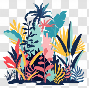 Jungle - Tropical Jungle In Colorful Abstract Style Transparent PNG