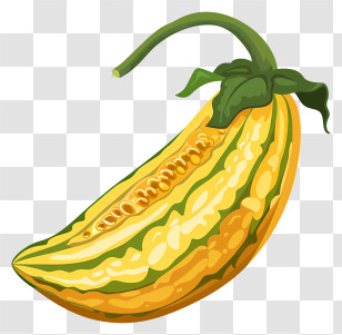 Bitter Melon - Yellow Fruit With Leaves Transparent PNG
